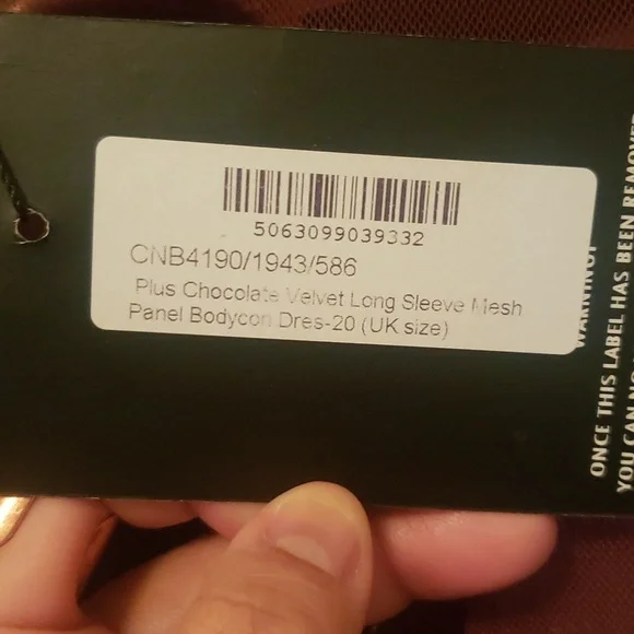 NWT Pretty Little thing Chocolate Velvet Long Sleeve mini dress plus size - Picture 8 of 11